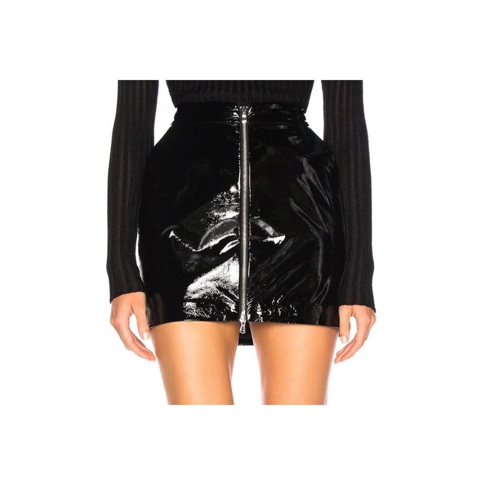 L’agence Claudia Lamb Leather Mini Skirt color Black Size 6 NWOT mspr 525